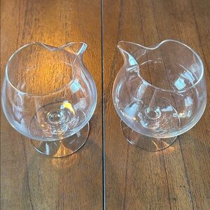 Pair Vintage Brandy Snifter Glasses with Ice Lip Pour Spouts